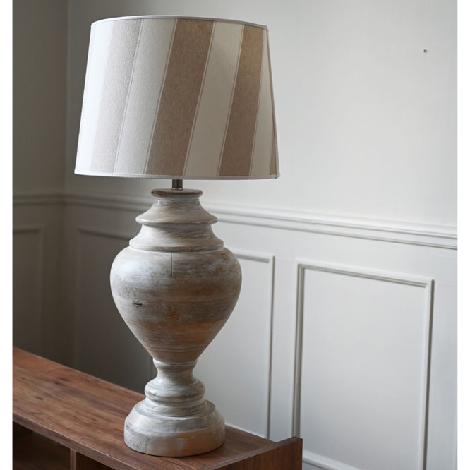 Duża lampa stołowa drewno bielone retro Braxton